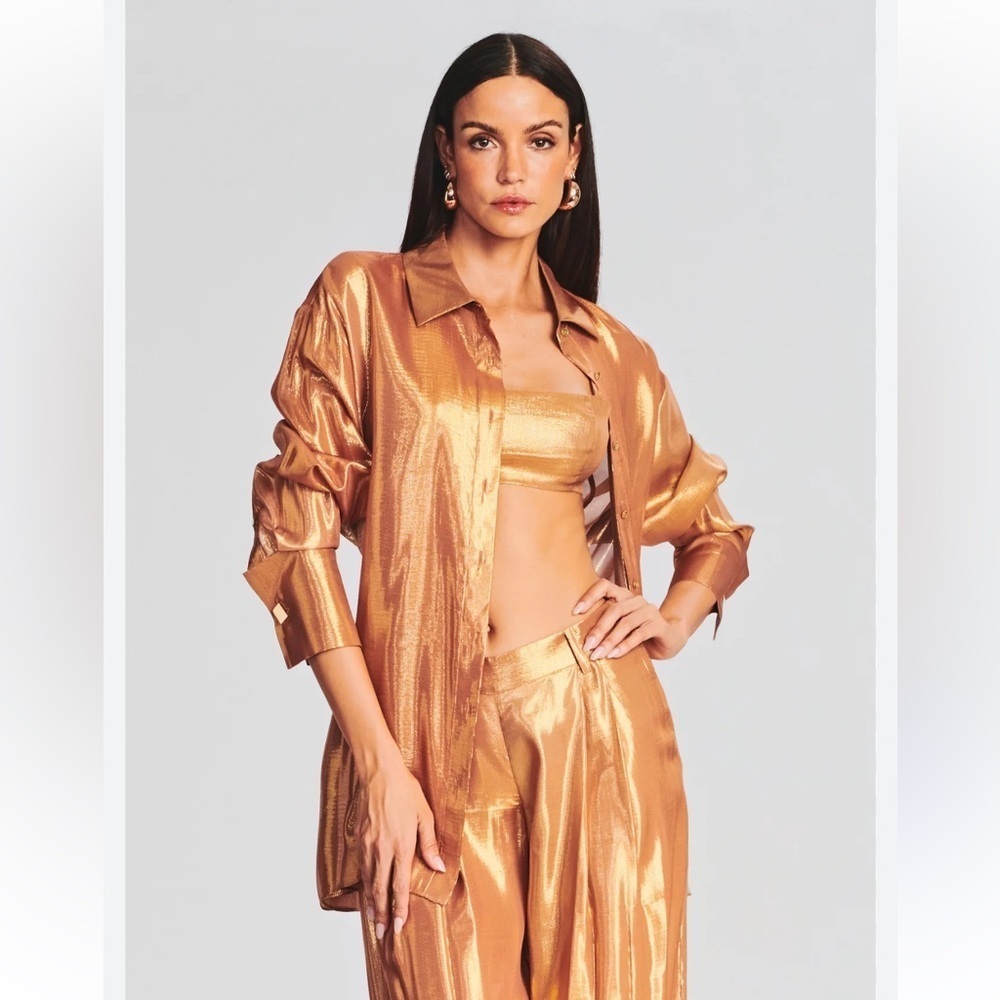 Retrofete Romy Shirt in Nude Glitter Size Size S